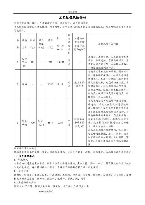 生产装置工艺过程风险分析报告