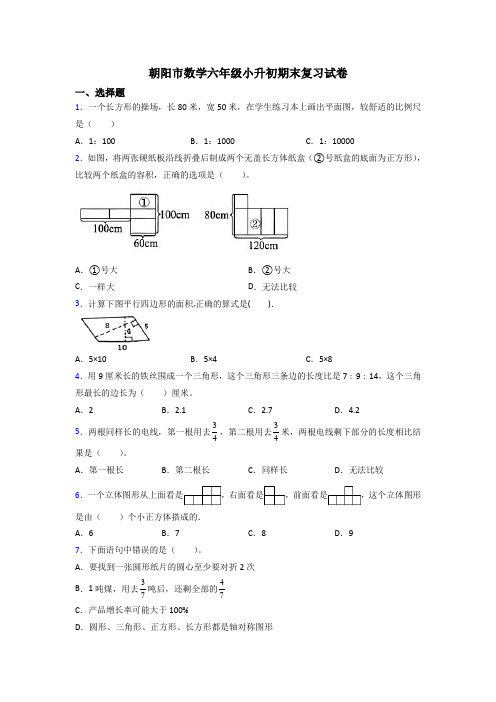 朝阳市数学六年级小升初期末复习试卷