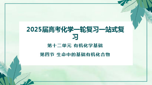 高考化学一轮复习课件12.4 生命中的基础有机化合物