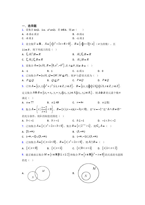 (易错题)高中数学必修一第一单元《集合》检测卷(包含答案解析)(1)