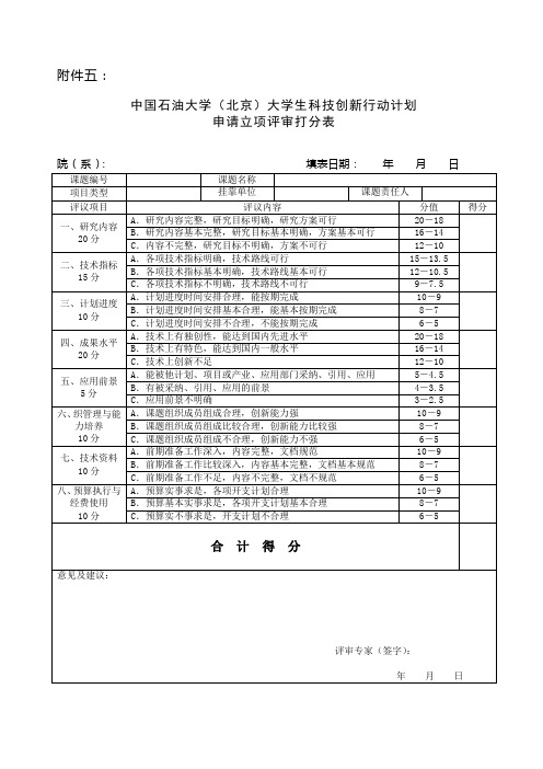 关于中国石油大学(北京)大学生科技创新行动计划第七批立项申请的通知