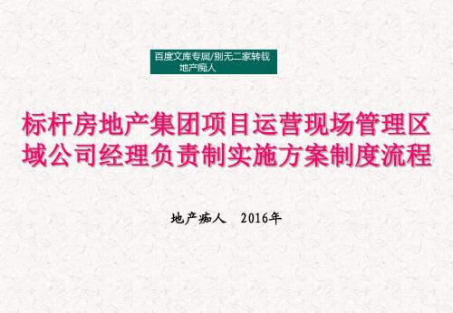 [专业定制]2016年标杆房地产集团项目运营现场管理区域公司经理负责制实施方案制度流程