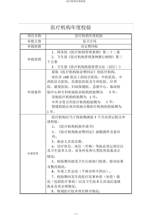 医疗机构年度校验