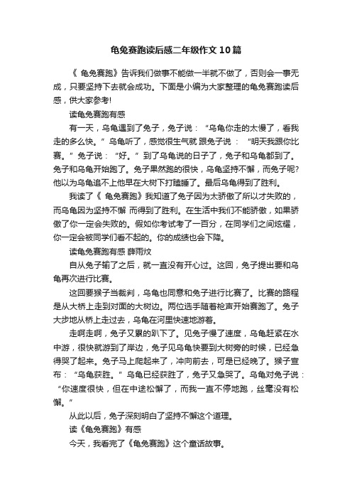 龟兔赛跑读后感二年级作文10篇