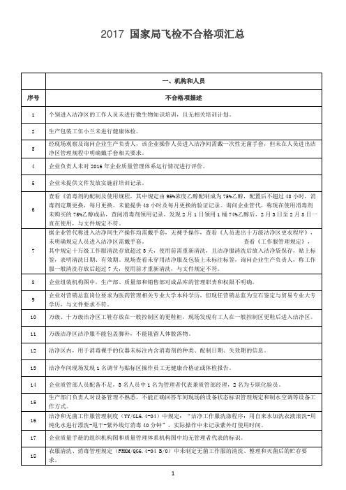 2017 国家局飞检不合格项汇总(734个不合格项完整汇总)