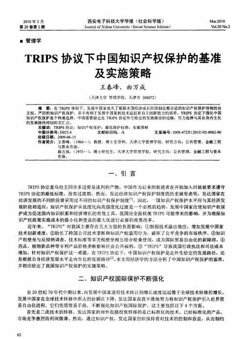 TRIPS协议下中国知识产权保护的基准及实施策略