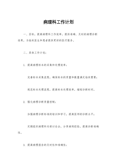 病理科工作计划