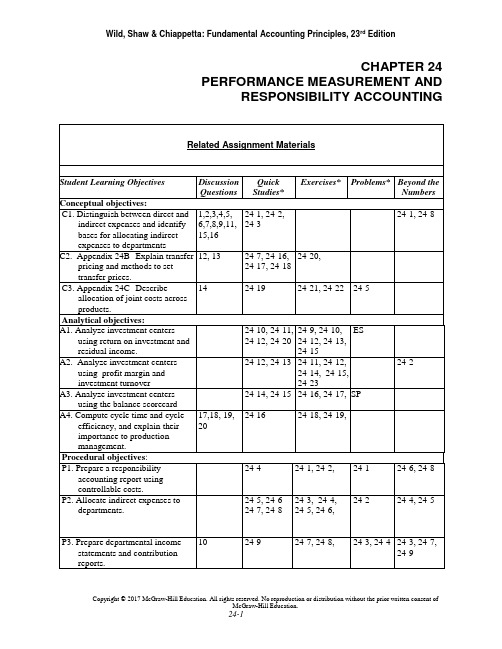 会计学原理23版 英文版教学书册Wild FAP 23e Ch24 IRM