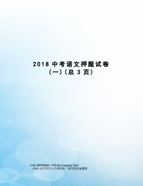 2018中考语文押题试卷