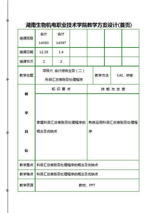 36科目汇总表账务处理程序