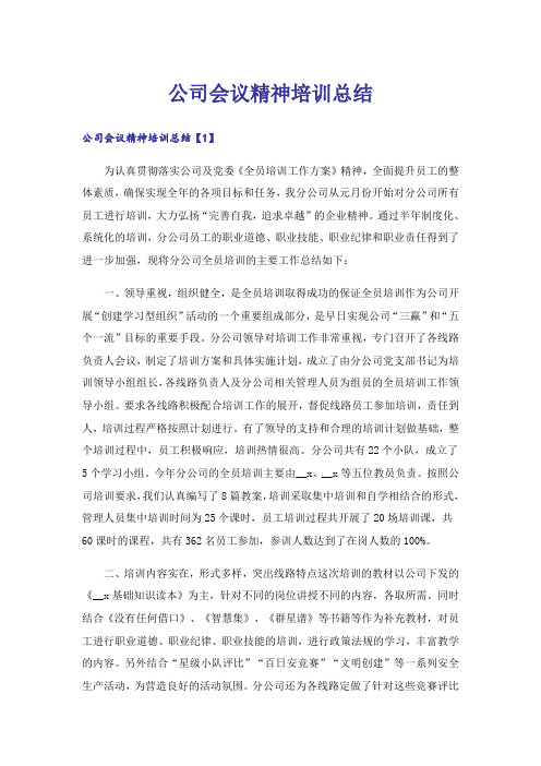 公司会议精神培训总结