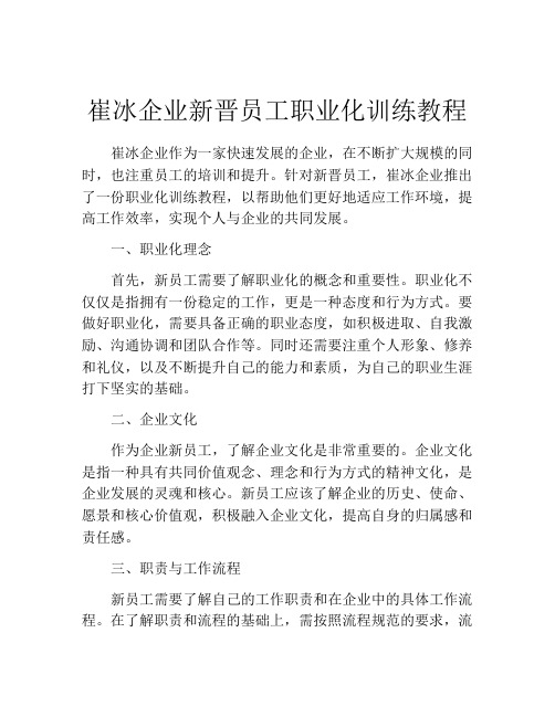 崔冰企业新晋员工职业化训练教程