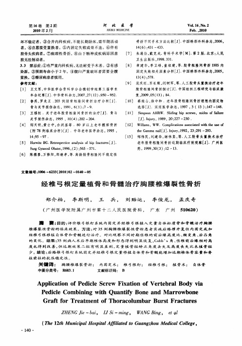 经椎弓根定量植骨和骨髓治疗胸腰椎爆裂性骨折