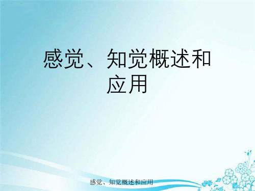 感觉、知觉概述与应用