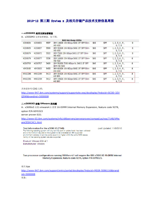 x产品技术支持信息周报(2010年12-3)