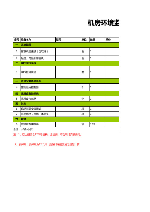 机房环境监测清单