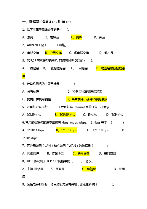 网络工程考题(有答案)