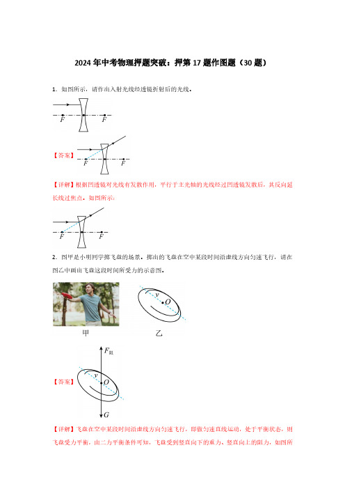 2024年中考物理押题突破：押第17题作图题(30题)