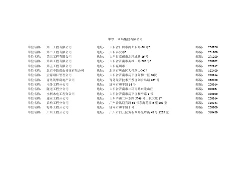 中铁十四局各分公司地址