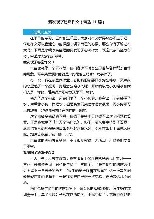 我发现了秘密作文（精选11篇）