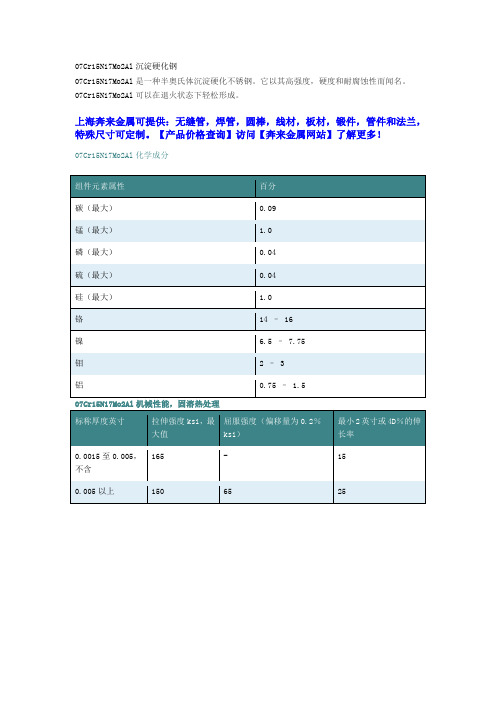 07Cr15Ni7Mo2Al沉淀硬化钢