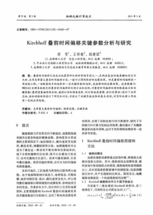 Kirchhoff叠前时间偏移关键参数分析与研究