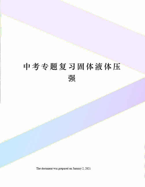 中考专题复习固体液体压强