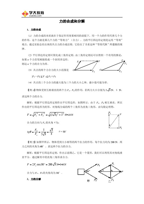 力的合成和分解共点力平衡