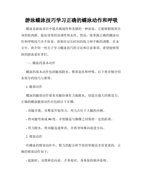 游泳蝶泳技巧学习正确的蝶泳动作和呼吸