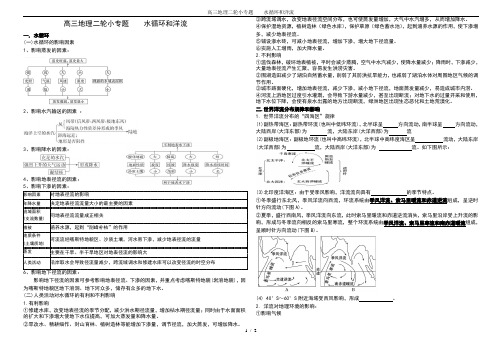 高三地理二轮小专题    水循环和洋流