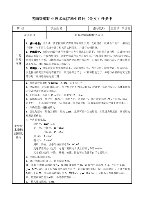济南铁道职业技术学院毕业设计(论文)任务书