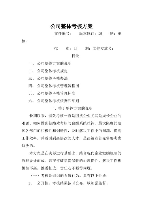 公司整体目标绩效管理方案全套