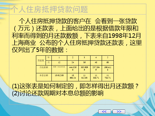 【推选】数学建模个人住房抵押贷款问题PPT资料