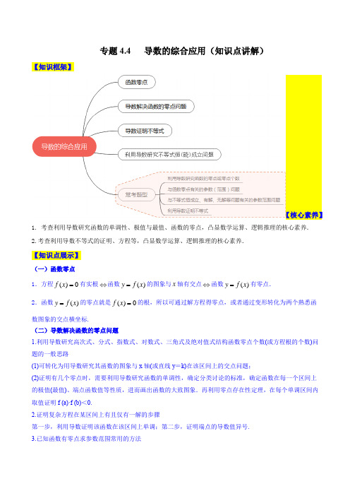 2023年新高考数学一轮复习4-4 导数的综合应用(知识点讲解)解析版