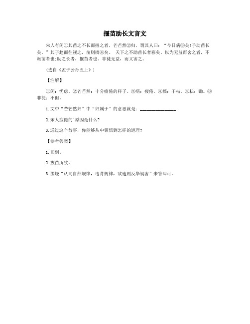 揠苗助长文言文