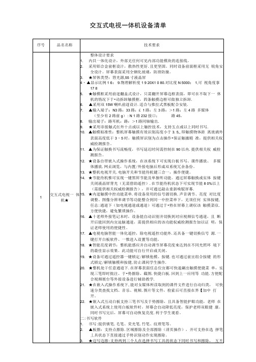 交互式电视一体机设备清单.doc