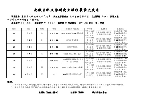 安徽医科大学研究生课程教学进度表