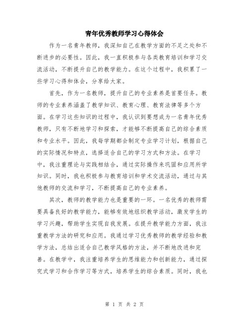 青年优秀教师学习心得体会