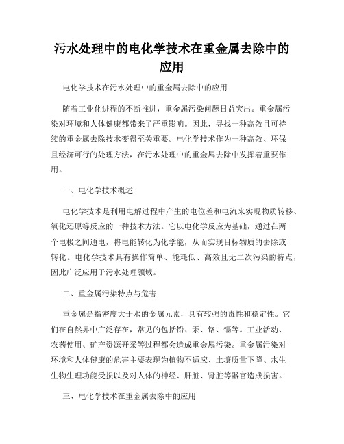 污水处理中的电化学技术在重金属去除中的应用