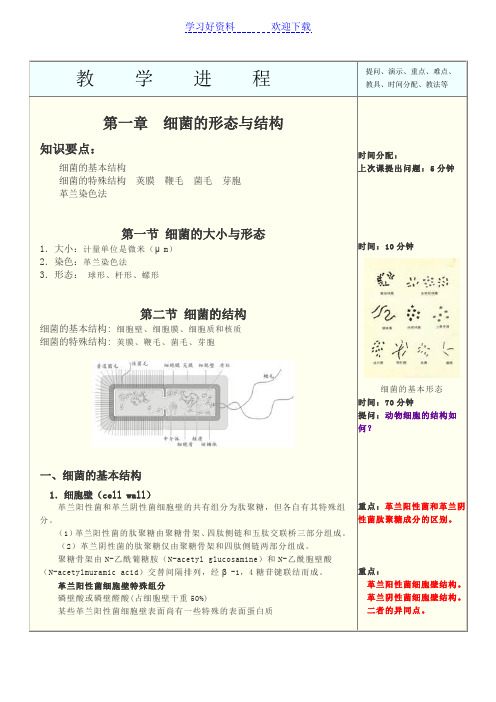 医学微生物学教案 第一章 细菌的形态与结构