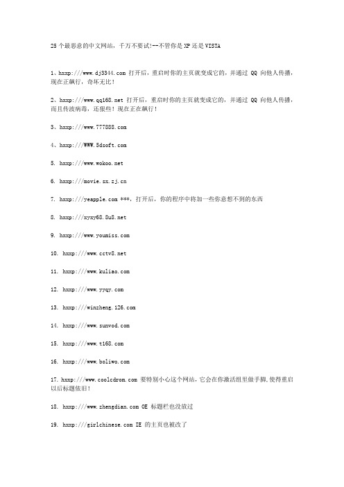 25个最恶意的中文网站