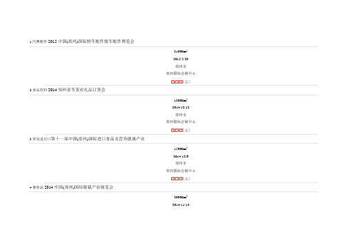 郑州2014年最新展会信息大全