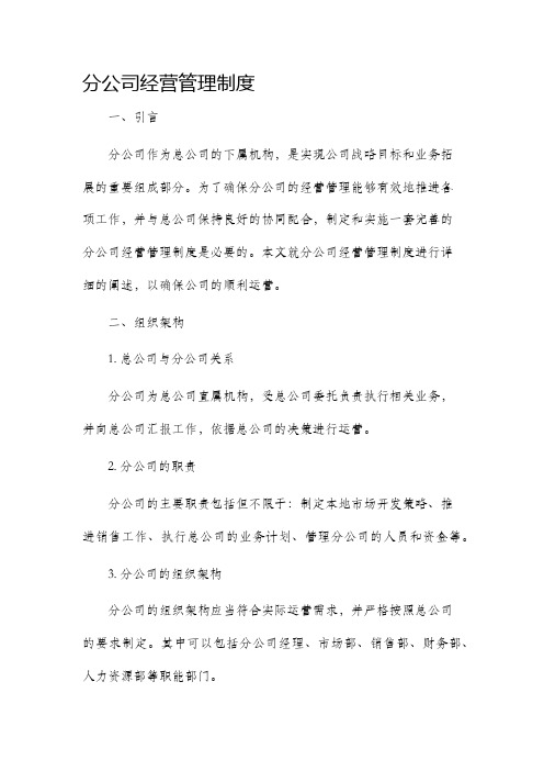 分公司经营管理制度