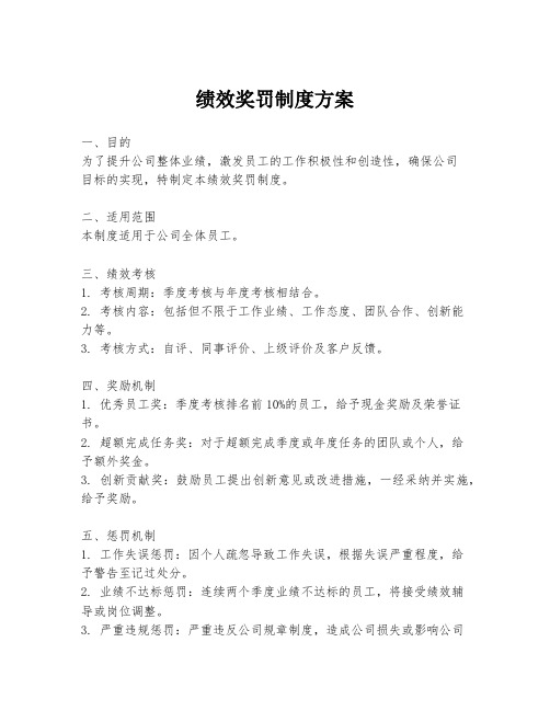 绩效奖罚制度方案