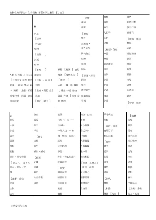 最新高中字音字形汇总大全