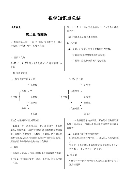 华师大版初中数学知识点总结