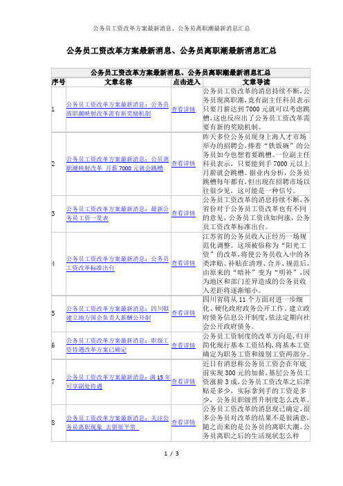 公务员工资改革方案最新消息、公务员离职潮最新消息汇总