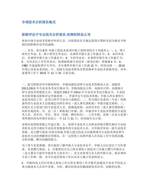 专业技术分析报告范文