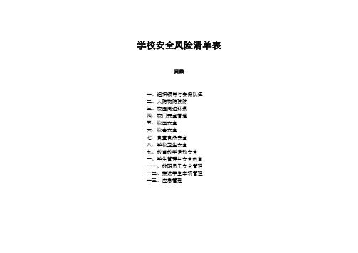 学校安全风险清单表(Word版25页)