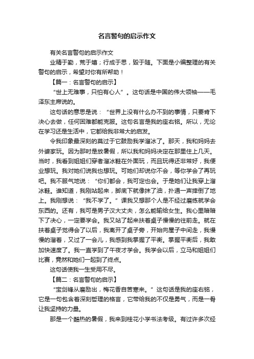 有关名言警句的启示作文